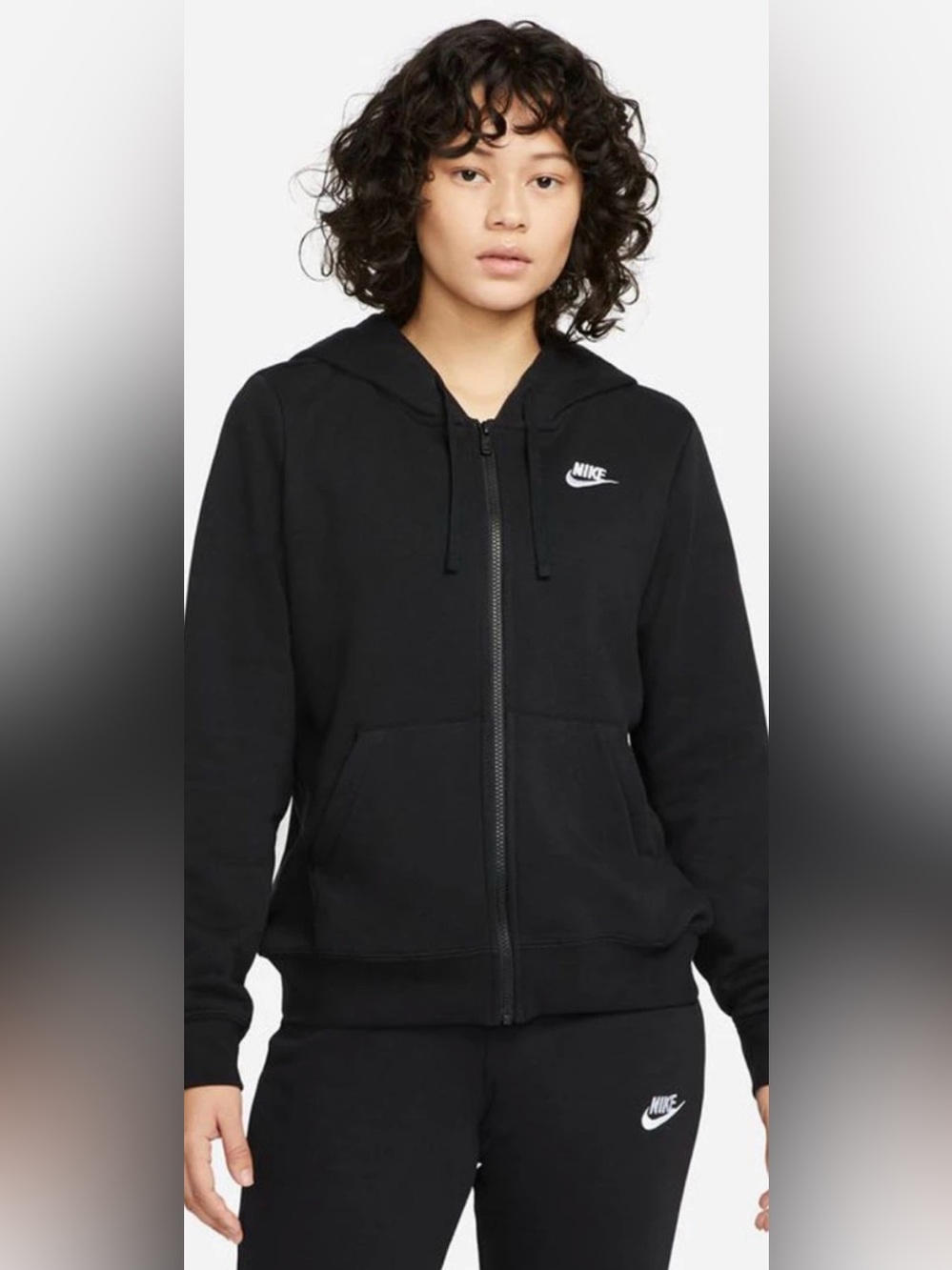 Nike Womens Classic xl Full Zip fleece sweatshirt with hood/ 80 percent cotton